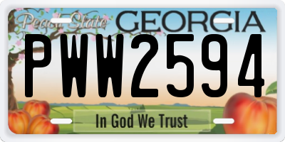 GA license plate PWW2594