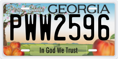 GA license plate PWW2596