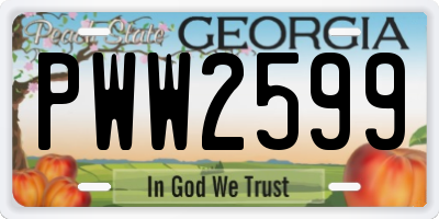 GA license plate PWW2599