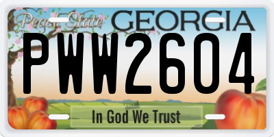 GA license plate PWW2604