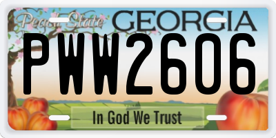 GA license plate PWW2606