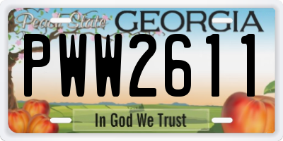 GA license plate PWW2611