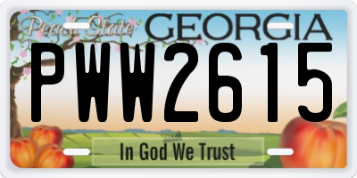 GA license plate PWW2615