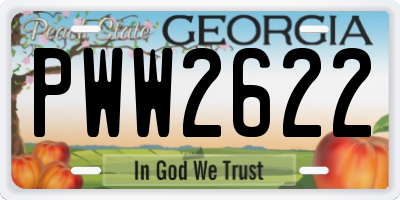 GA license plate PWW2622