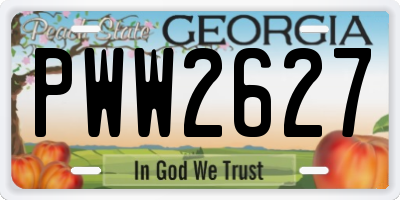 GA license plate PWW2627