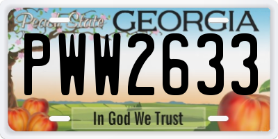 GA license plate PWW2633