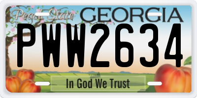 GA license plate PWW2634
