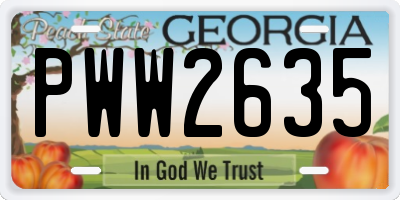 GA license plate PWW2635