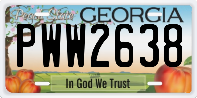 GA license plate PWW2638