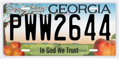 GA license plate PWW2644
