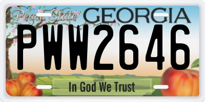 GA license plate PWW2646