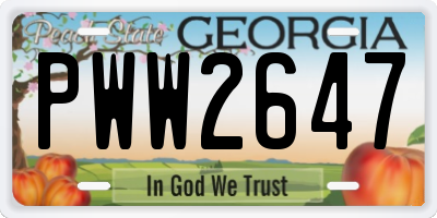 GA license plate PWW2647