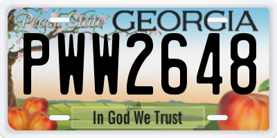 GA license plate PWW2648