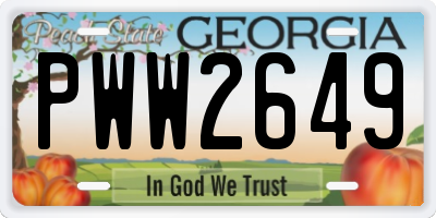 GA license plate PWW2649