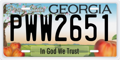 GA license plate PWW2651
