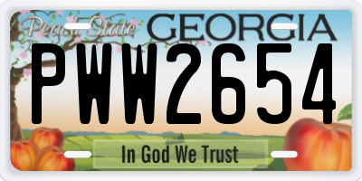 GA license plate PWW2654