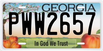 GA license plate PWW2657