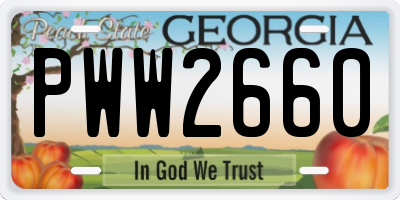 GA license plate PWW2660