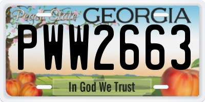 GA license plate PWW2663