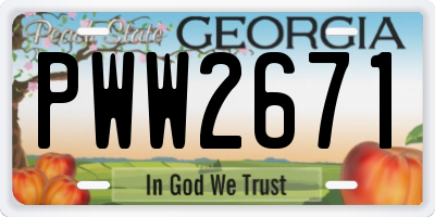 GA license plate PWW2671