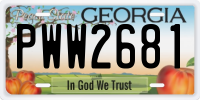 GA license plate PWW2681