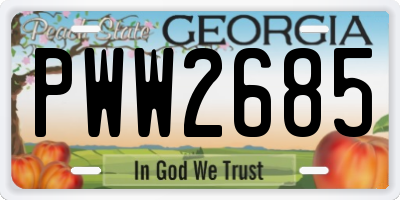 GA license plate PWW2685