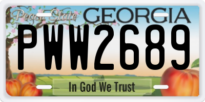GA license plate PWW2689