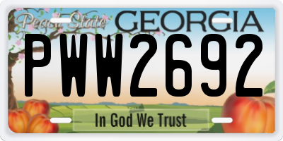 GA license plate PWW2692