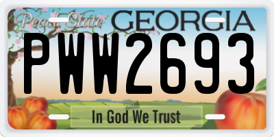 GA license plate PWW2693