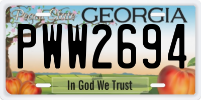GA license plate PWW2694