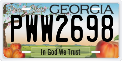 GA license plate PWW2698