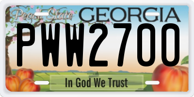 GA license plate PWW2700