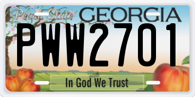 GA license plate PWW2701