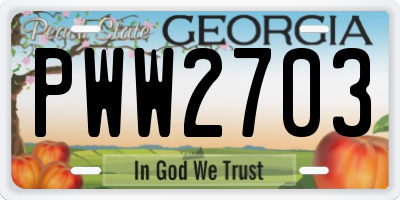 GA license plate PWW2703