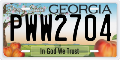 GA license plate PWW2704