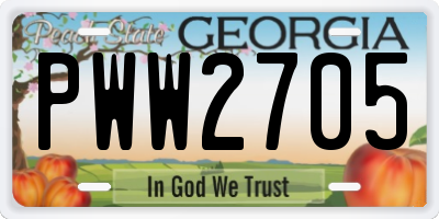 GA license plate PWW2705