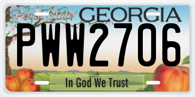 GA license plate PWW2706