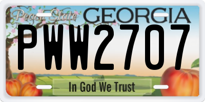 GA license plate PWW2707