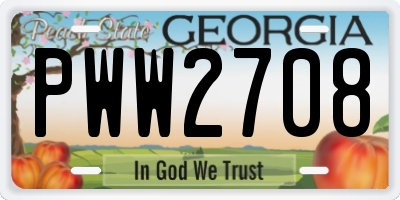 GA license plate PWW2708