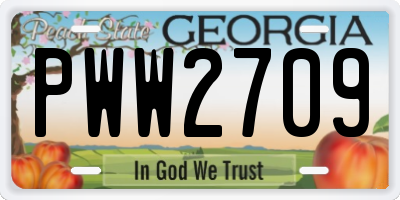 GA license plate PWW2709