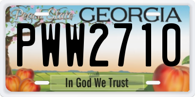 GA license plate PWW2710