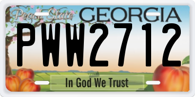 GA license plate PWW2712