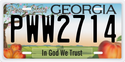 GA license plate PWW2714