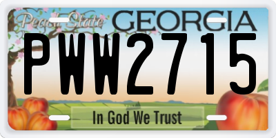 GA license plate PWW2715