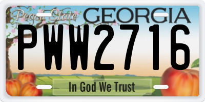 GA license plate PWW2716