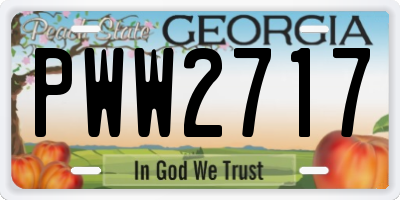 GA license plate PWW2717