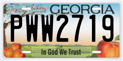GA license plate PWW2719