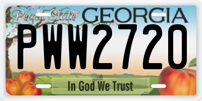 GA license plate PWW2720