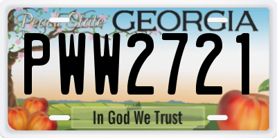 GA license plate PWW2721