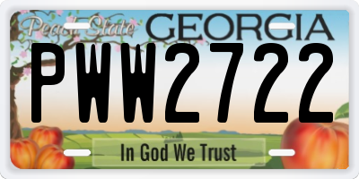 GA license plate PWW2722